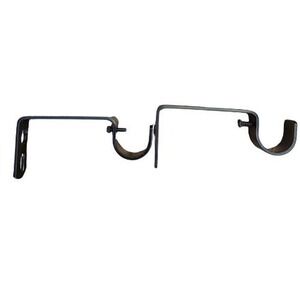 2 Pack Metal Curtain Rod Brackets Matte Black Wall Mount